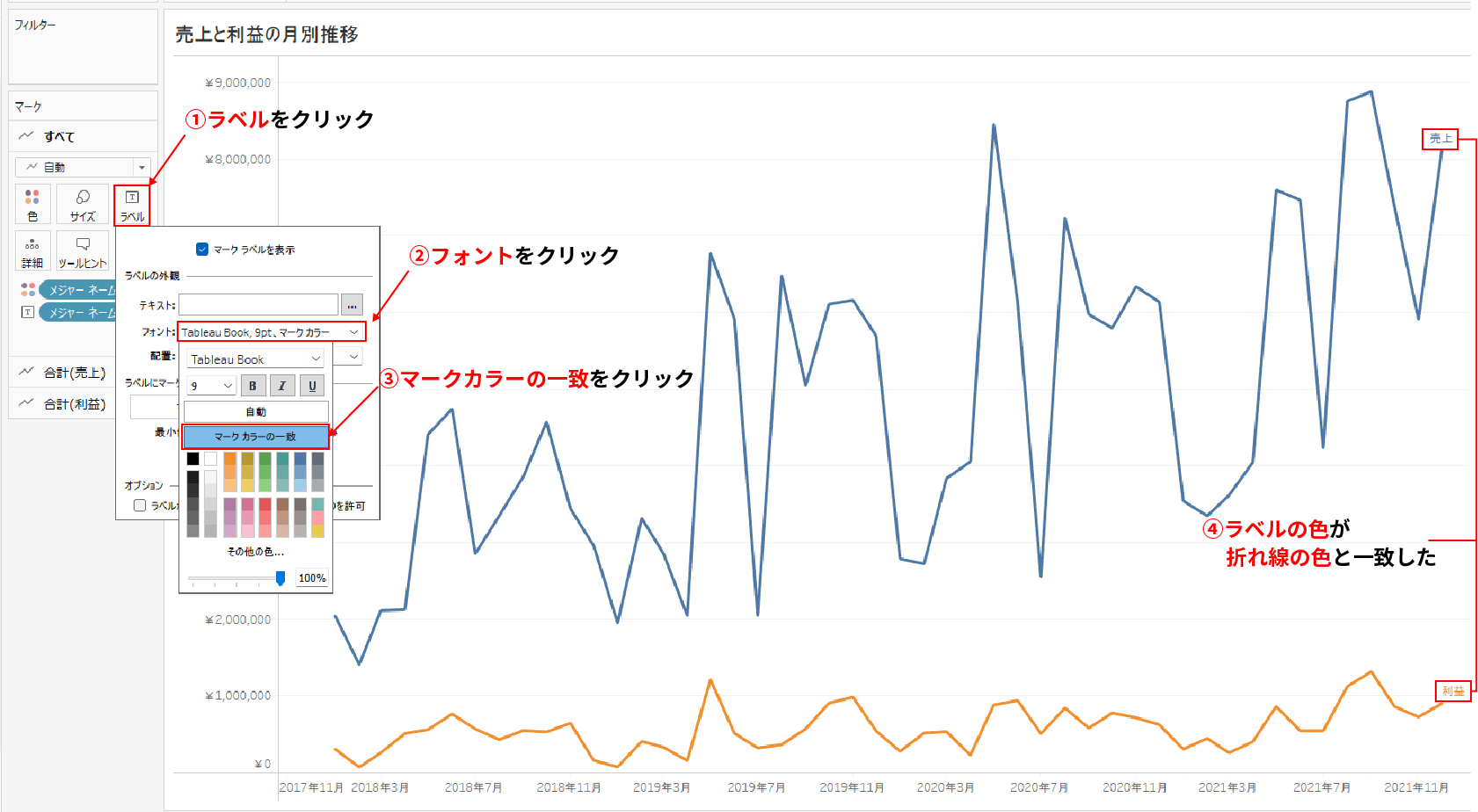 マークカラーの一致